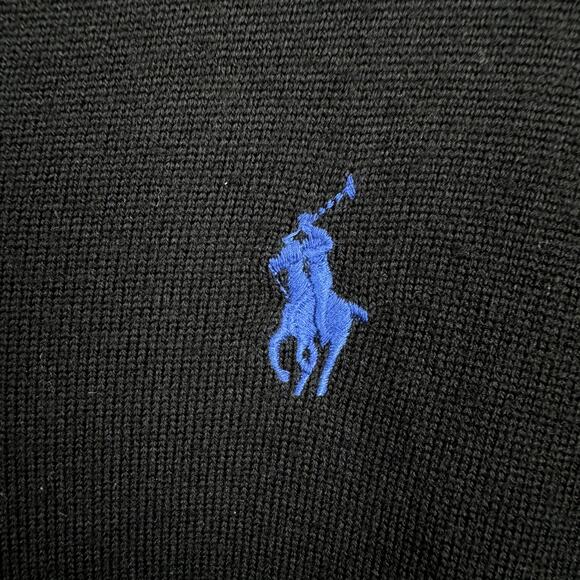 Polo Golf Ralph Lauren Sweater Size XL Black Merino Wool V Neck Pullover Pony - Picture 4 of 6